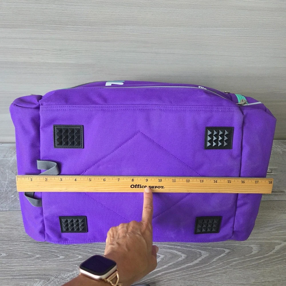 Fila Sport Duffle Bag Purple Teal Polyester Ripstop Gym Travel Carry On